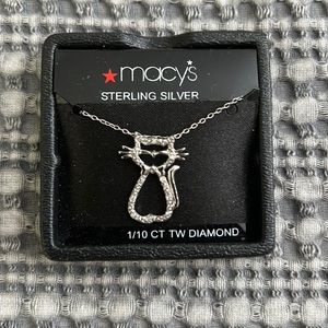 🆕 Sterling Silver 1/10 ct diamond kitty necklace